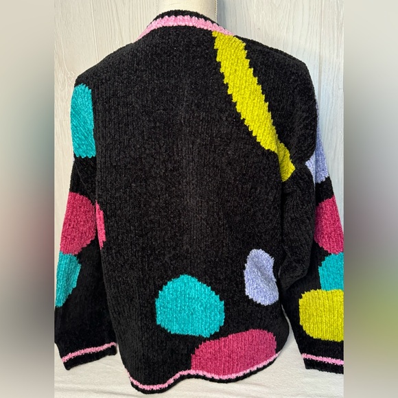 Vintage 80-90’s Funky Polka Dot Chunky Knit Sweater Sz S - Picture 4 of 9